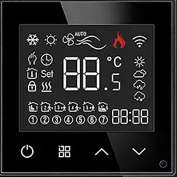 Розумний Wi-Fi терморегулятор WALLPAD сенсорний для електричної теплої підлоги, чорний, модуль без рамки