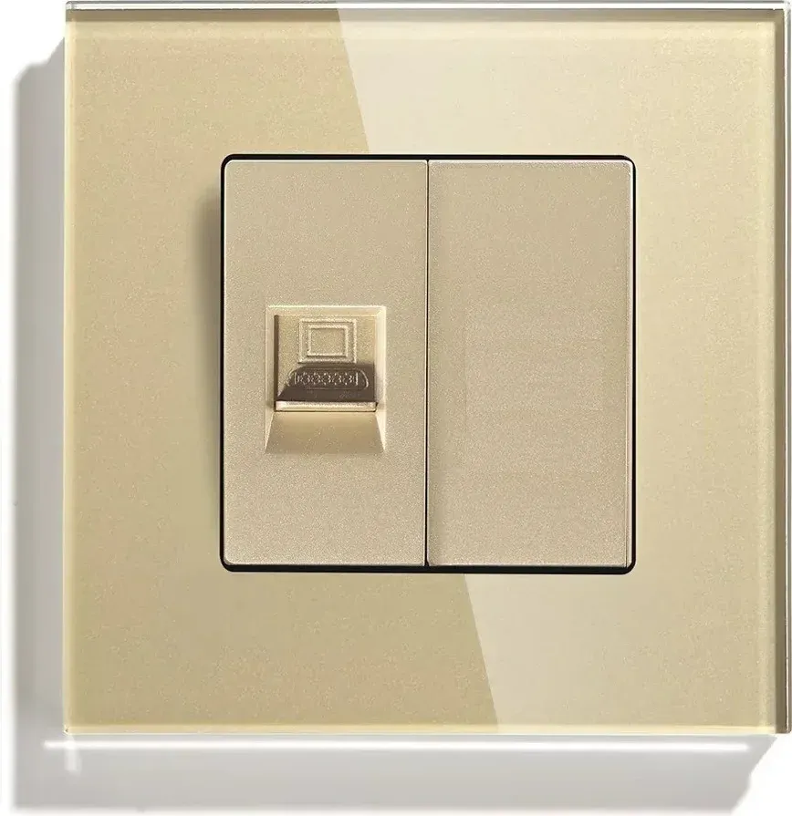 Комп’ютерна розетка RJ-45 LUXION, золота скляна рамка, настінна